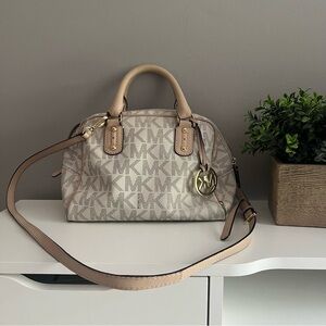 Michael Kors Cream and Tan Satchel
